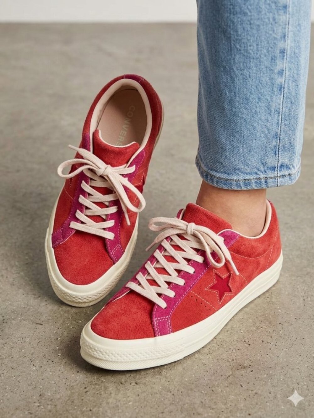 Converse Sneakers Kids Size 5 Red Pink Suede One Star Ox GS 'Enamel Red' 261791C